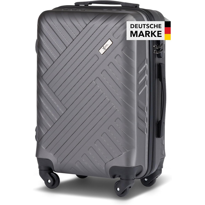 Дорожня валіза Xonic Design Boardcase, жорсткий корпус, 55x35x20 см, на 4 колесах, з кодовим замком, ручна поклажа, темно-сіра, бізнес-клас