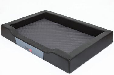 Ліжко для собак Delux XXL 120x80 см, чорне, екошкіра та міцна кордура