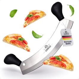 Професійний ніж для піци Cookico 30 см з ергономічними ручками та захистом леза – кухонний роликовий ніж з гострим лезом з нержавіючої сталі для піци, зелені та інших продуктів