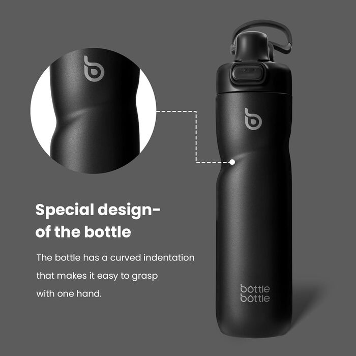Термобутилка для води BOTTLE BOTTLE 680 мл з ручкою і клапаном, герметична спортивна пляшка для велосипеда, подорожей, спорту, зелена (чорна)