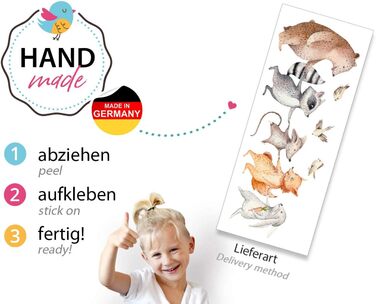 Вінілові наклейки на стіну з лісовими тваринами Hand in Hand XL 131x82 см для дитячої та дитячої кімнати