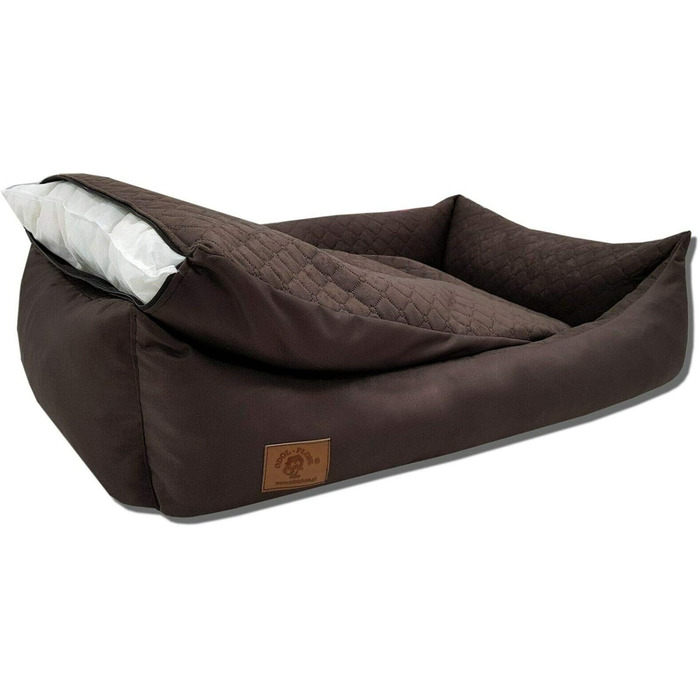 Odolplusz XXL Ліжко для великих собак 100x70 см, коричневе, знімний та праний чохол, двостороння подушка, лежак-диван для собак