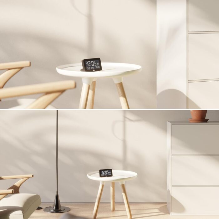Цифровий годинник Braun BC10B з будильником, датою, місяцем, термометром, LCD-дисплеєм, швидким налаштуванням, чорний