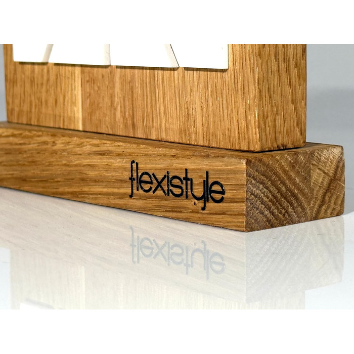 Настінний годинник FLEXISTYLE Modern з дерева, дуб, чорний, для вітальні та ванної, стиль 8