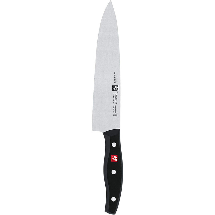 Керамічний мусат ZWILLING 23 см з чорної ручкою та кухонний ніж ZWILLING 20 см з широким лезом, чорний/сріблястий