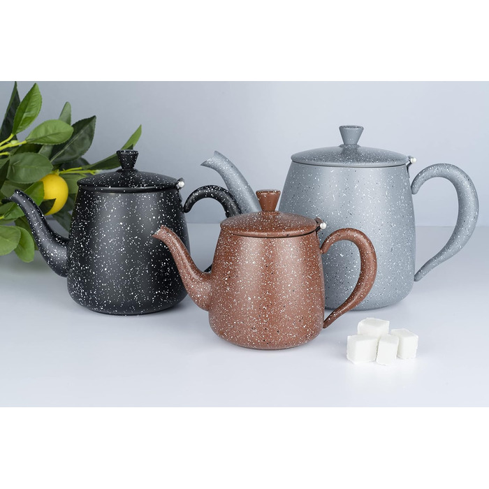 Чайник Café Olé PT-048 преміум, 1,4 л, нержавіюча сталь 18/10, безкапельний носик, порожнисті ручки, відкидна кришка, червоний граніт