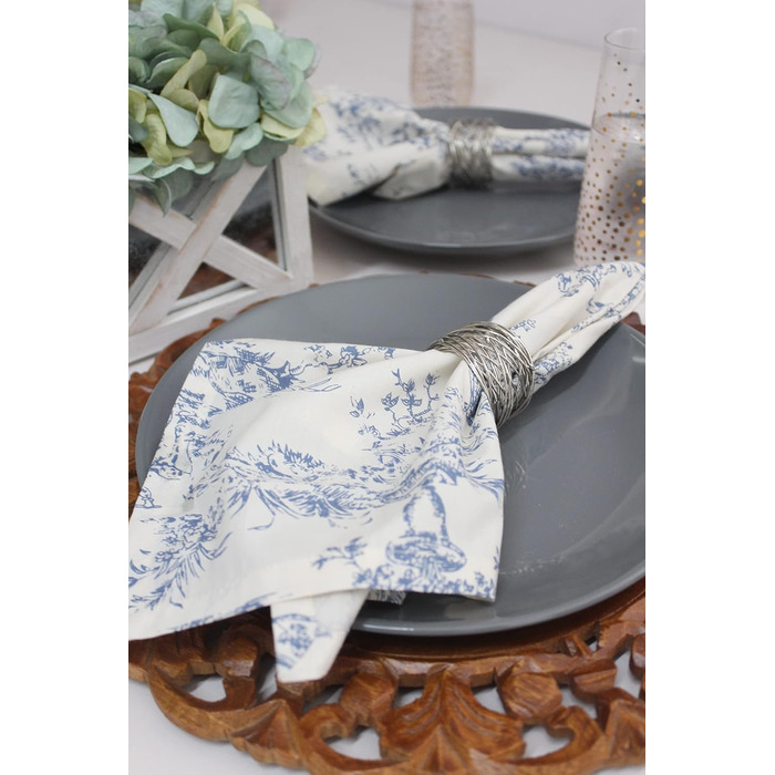Серветки з бавовни COTTON CRAFT, 12 шт, 100% натуральна бавовна, багаторазові, для сервірування столу, французький стиль, для дому, свят, весни, літа, осені, зими, м'які, поглинаючі, 45,7 см