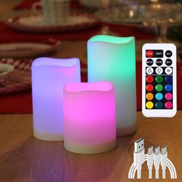 WRalwaysLX LED-колона з пультом, акумуляторна, USB Type-C, змінний колір, 3 шт, 10,2×12,7 см
