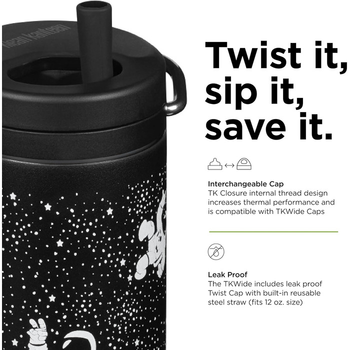 Термос Klean Kanteen TKWide 340 мл з кришкою, сірий
