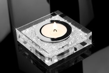 Свічник лотос прозорий з кристалами Swarovski, сучасна декорація, новорічна прикраса, 1 шт.