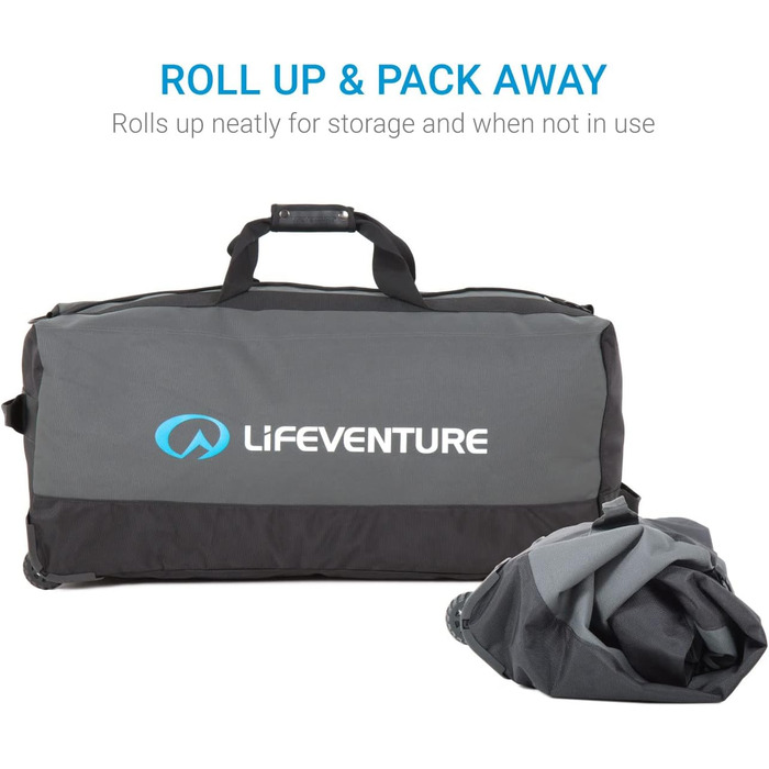 Дорожня сумка Lifeventure Expedition 120 л з колесами, міцна, складана, сіра