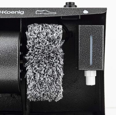 Електрична машина для чищення та полірування взуття H.Koenig U600, професійна, з дозатором рідкого воску, 2 м'які полірувальні щітки, 1 жорстка щітка для очищення, підставка для ніг, 120 Вт