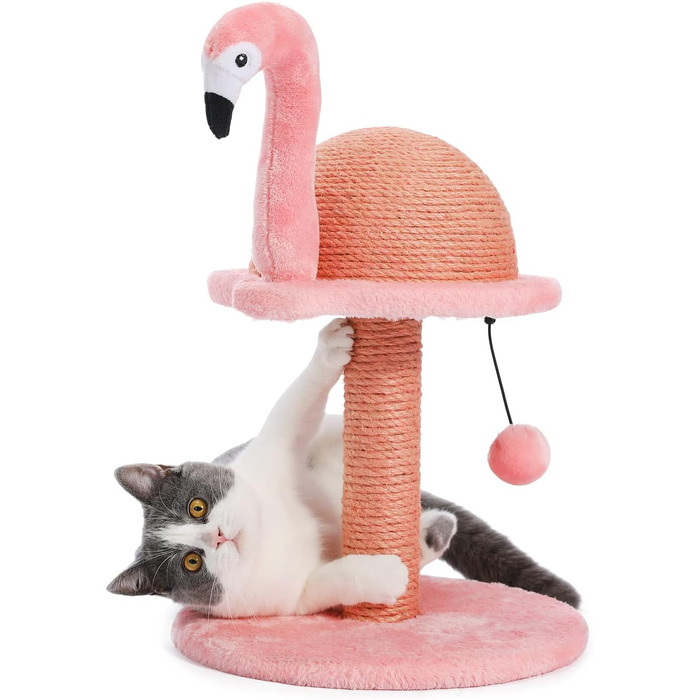 Креативний когтеточка для котів PAWZ Road Flamingo, стильний рожевий котячий комплекс, висота 48 см