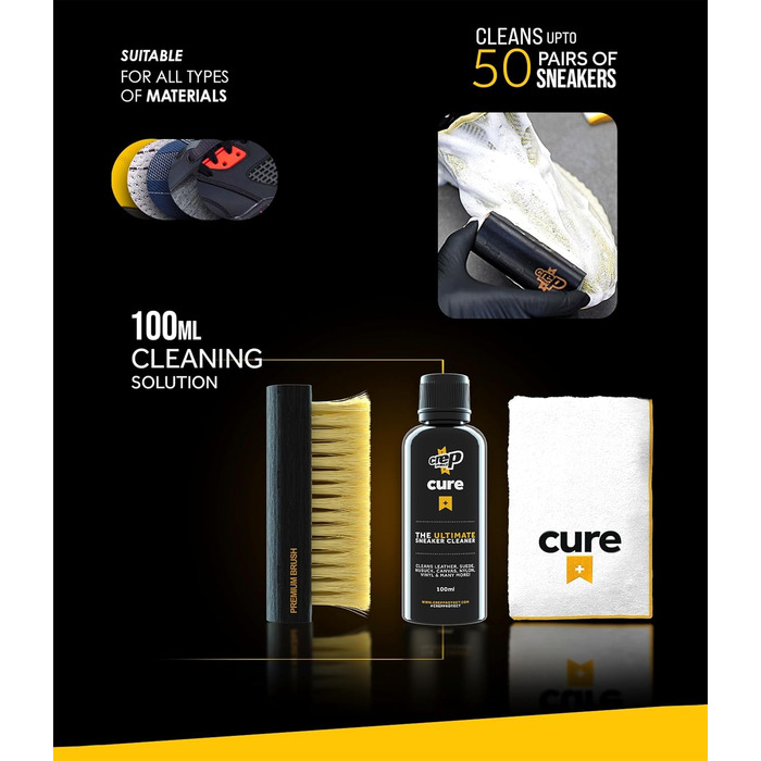 Набір для чищення кросівок Crep Protect Box-Pack преміум: 6 серветок, 2 капсули, гумка, розчин 100 мл, мікрофібра, щітка