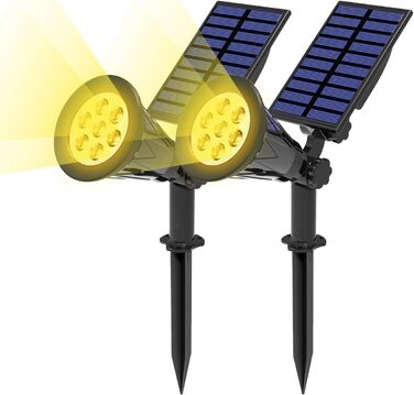 Сонячний LED прожектор T-SUN, 2 шт, 4 LED, садовий світильник, яскраве освітлення для газону, доріжок і тераси, 2 режими, холодне світло 6000K