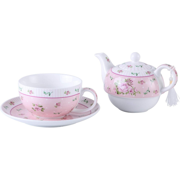 Порцеляновий чайник та чашка London Boutique Vintage Rose Вікторіанський стиль, в подарунковій коробці, кераміка, 15x15 см