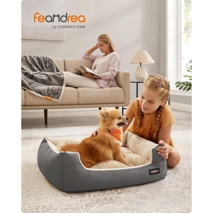 Лежак для собак Feandrea з двосторонньою подушкою, 85x65x21 см, сірий