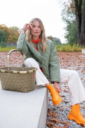 Кошик для покупок reisenthel carrybag frame Rhombus Olive, міцний, водовідштовхувальний, з внутрішньою кишенею, елегантний дизайн