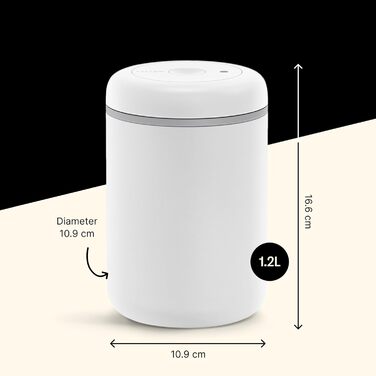 Вакуумний контейнер для кави та продуктів Fellow Atmos, 1.2 л, матовий білий