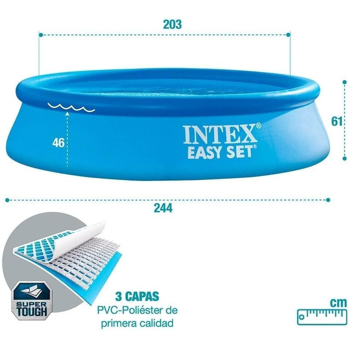 Надувний басейн Intex 1942 л, 244x61 см, для дітей та дорослих
