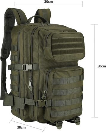 ProCase тактичний рюкзак 40 л, військовий армійський штурмовий рюкзак для туризму, полювання, трекінгу, кемпінгу, великий об’єм, зелений