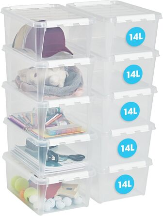 SmartStore – набір з 4 контейнерів для зберігання з кришкою Classic 8 л (34x25x16 см), харчовий пластик, міцні, штабельовані, гарантія 10 років