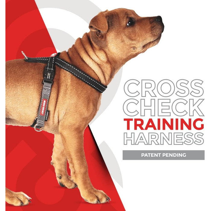 EzyDog анти-натяг шлейка для собак Crosscheck, регульована, відбивна, для малих, середніх і великих порід, XS, червона