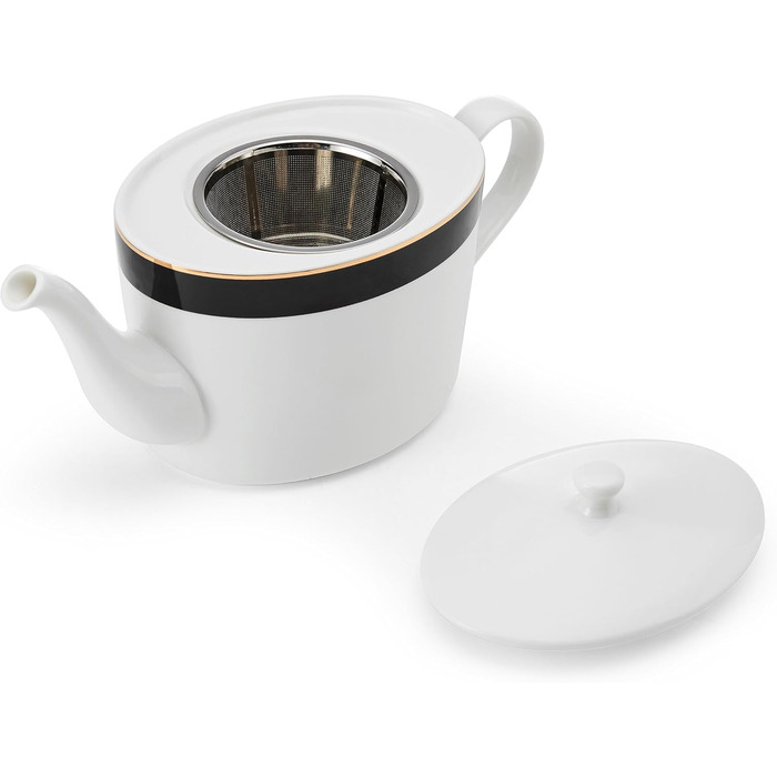 Чайник Mikasa Luxe Deco порцеляновий, 1.1 л, з фільтром, арт-деко, золото, для 4 чашок, підходить для посудомийки