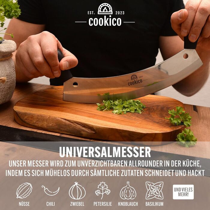 Професійний ніж для піци Cookico 30 см з ергономічними ручками та захистом леза – кухонний роликовий ніж з гострим лезом з нержавіючої сталі для піци, зелені та інших продуктів