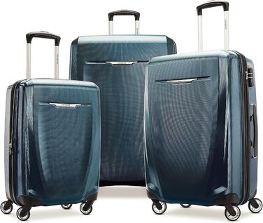 Жорстка валіза Samsonite Winfield 3 DLX на колесах, універсальний розмір, ручна поклажа, середня, синя