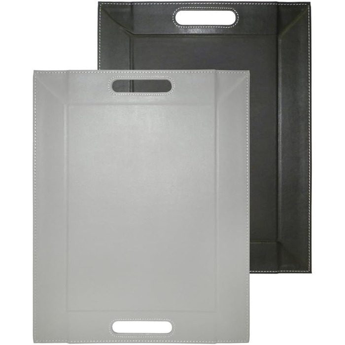 Двосторонній піднос-серветка Freeform DUO 45x35 см, сірий/чорний, прямокутний, термостійкий до 90°C, з ручками, екошкіра