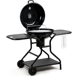 Кульовий гриль BBQ-Toro Ø57 см з полицею та підйомником решітки, для барбекю, круглий вугільний гриль з кришкою, площа грилю Ø54,5 см