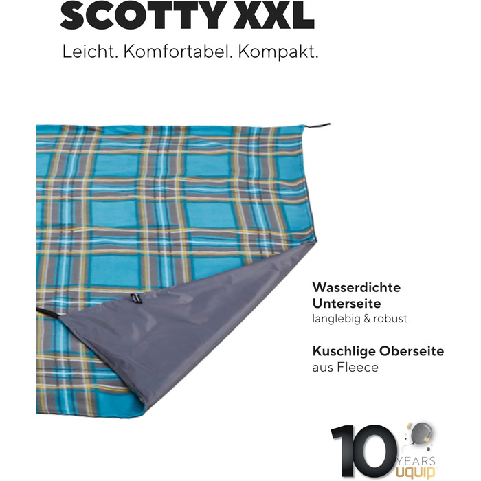Кемпінговий килимок Uquip Scotty XXL для пікніка, парку, пляжу, 2 особи, водонепроникний, petrol/grey