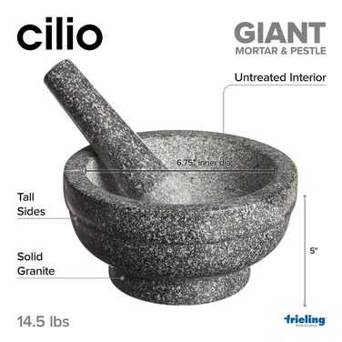 Гранітна ступка Cilio Gigant 17.8x12.7x7 см для спецій та трав