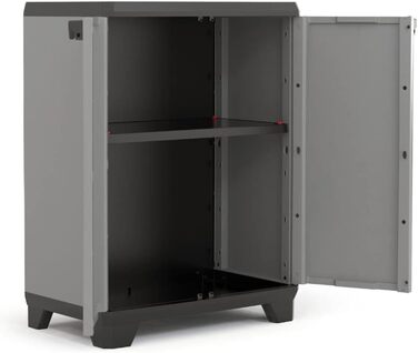Шафа Keter Stilo пластикова висока 68x39x173 см, сіра/чорна/червона, з 3 регульованими полицями (вантажопідйомність 15 кг)