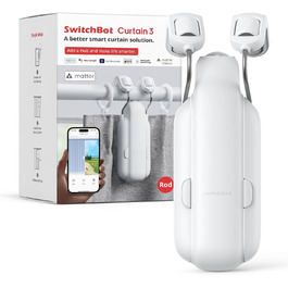 Розумний автоматичний відкривач штор SwitchBot Curtain 3 для карниза, з Bluetooth, керуванням через додаток, таймером, потужний мотор, сумісний з Alexa та Google Home (потрібен SwitchBot Hub)