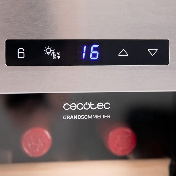 Термелектрична винна шафа Cecotec Bolero GrandSommelier 830 CoolWood на 8 пляшок, низький рівень шуму, регулювання температури 8-18°C, сенсорне управління, енергоощадна