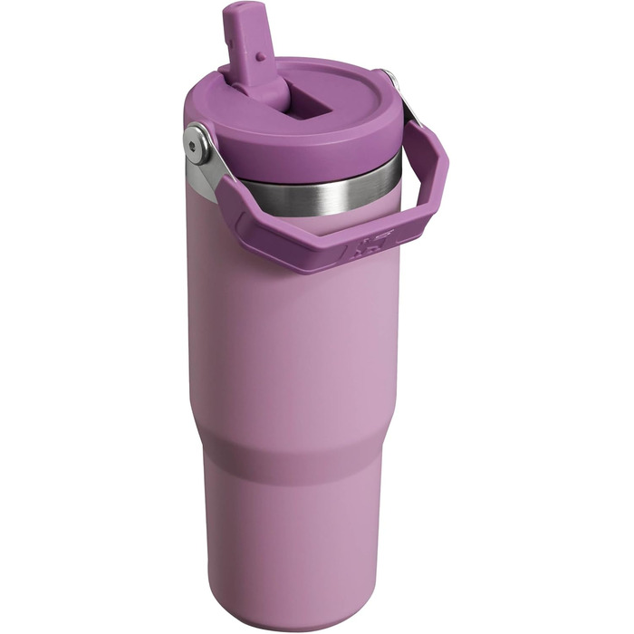 Термокружка Stanley Flip Straw 0.89 л з трубочкою, тримає холод 12+ годин, спортивна пляшка для води, BPA Free, миється в посудомийній машині, лілова
