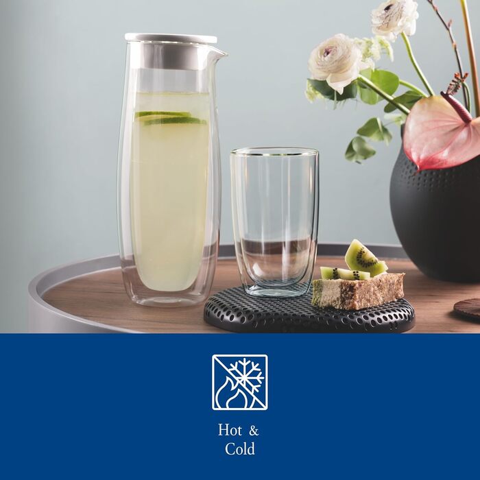 Villeroy & Boch Artesano Глечик для гарячих та холодних напоїв з кришкою, 1 л, боросилікатне скло, прозорий, для води, соку, чаю, карафка