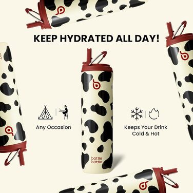 Термос пляшка з нержавіючої сталі 750 мл BOTTLE BOTTLE із соломинкою, кришкою та ручкою, герметична, BPA-free, подвійні стінки – ідеальна для води, спорту, подорожей, фітнесу (зелена)