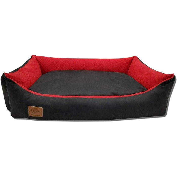 Odolplusz XXL Ліжко для великих собак, чорне-червоне, 100x70 см – собаче ліжко-матрац із двосторонньою подушкою, знімний та праний чохол