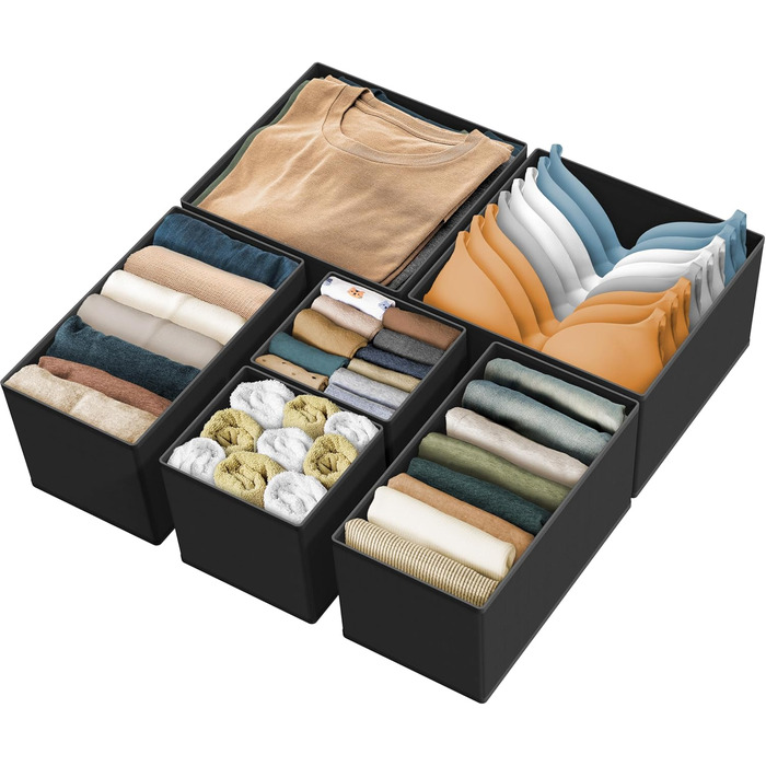Органайзер для білизни та одягу Simple Houseware, складаний, 12 шт (чорний, розміри L/M/S)