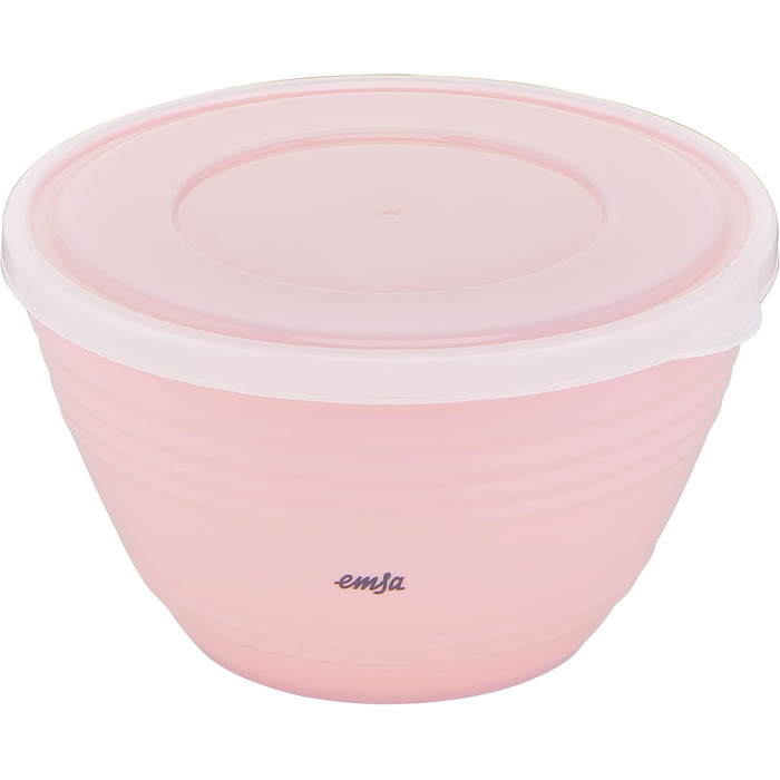 Миска для змішування Emsa Prep&Bake 1,7 л, пластикова, з кришкою, рожевого кольору, для зберігання у холодильнику, нековзне дно, стійка, можна мити в посудомийній машині