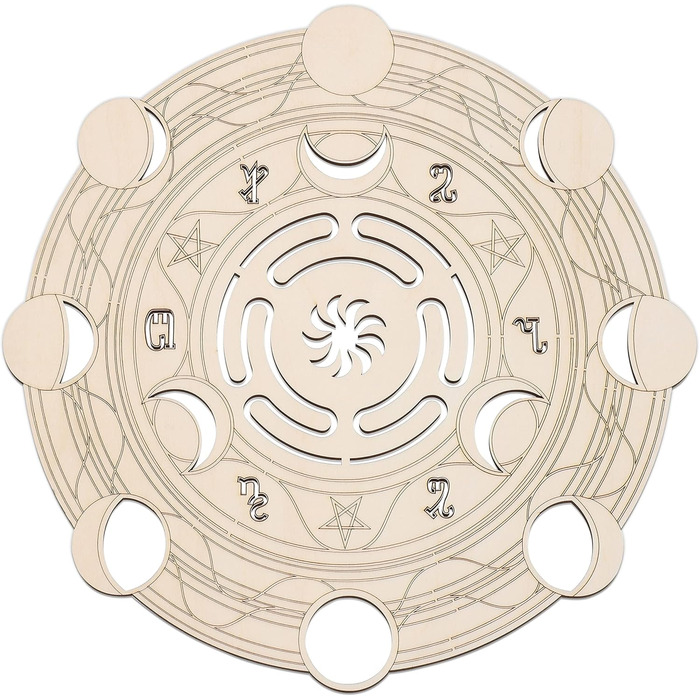 Священна геометрія: настінний декор Sri Yantra 30,5 см з товстого дерева, чакра, лабіринт, постер-тапісерія (Колесо Гекати)