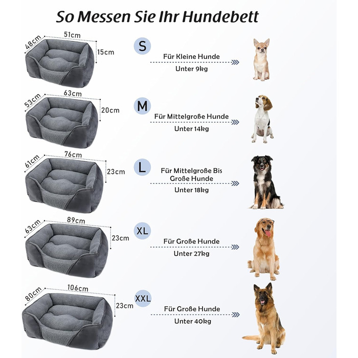 Ліжко для собак FURTIME XXL, м'яке, антистрес, для середніх і великих порід, знімний чохол, не ковзає, 106x80x23 см