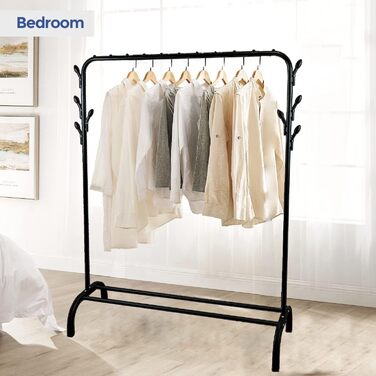 Металевий стійкий одягова стійка edihome 118x148x39 см з полицею для взуття, органайзер для одягу, чорна
