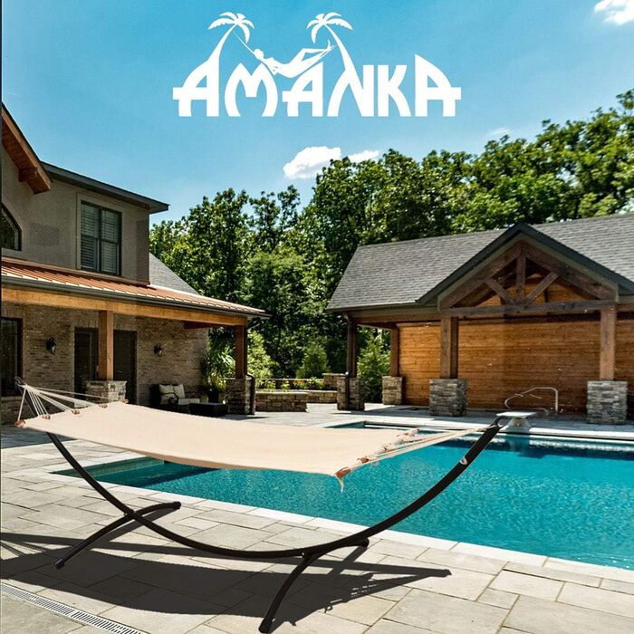 Гамак AMANKA з каркасом для однієї людини, 300 см, до 120 кг, 190x80 см, садовий гамак для балкона та саду, підвісне ліжко Boho стиль