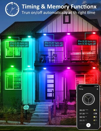 Світлодіодний прожектор для вулиці 100Вт, RGB, з дистанційним керуванням і Bluetooth-додатком, IP66, водонепроникний, набір 2 шт, для саду та двору