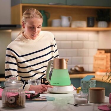 Електричний чайник Russell Hobbs зі скла 1,7 л з регулюванням температури 40-100°C, LED-підсвіткою, тихою технологією кип'ятіння, функцією підтримки тепла, цифровим дисплеєм, сенсорним управлінням, 2400 Вт, модель Calm 27450-70