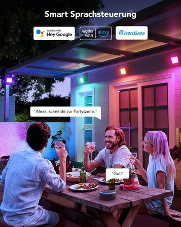Розумний LED прожектор Govee RGBICWW для вулиці, WiFi, Alexa, 2700-6500K, регульована яскравість, зміна кольору, IP66, 4 шт, святкова гірлянда